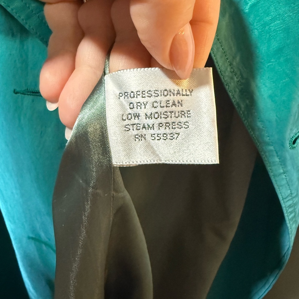 Teal Double-Breasted Trench Coat - Picture 6 of 7